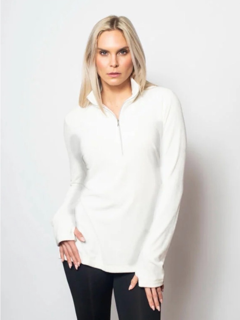 Sno Skins 3/4 Zip White Microfleece Light‎ Jacket Mens Small